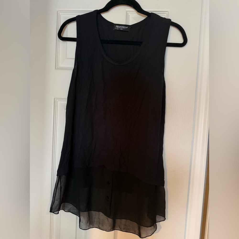 Rinascimento Black Sheer Layered Tank Top